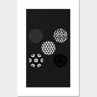 Origami Paper Traditional Japanese Pattern Sticker Set - Black and White Posters and Art